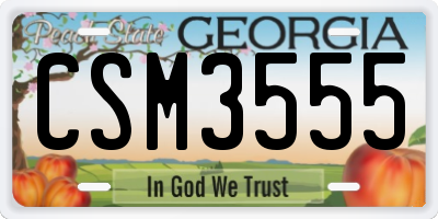 GA license plate CSM3555