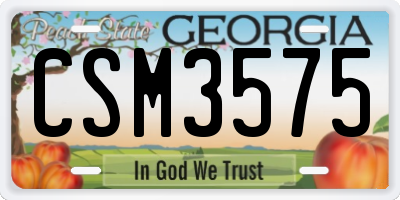 GA license plate CSM3575