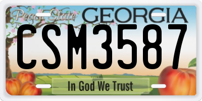 GA license plate CSM3587