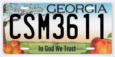 GA license plate CSM3611
