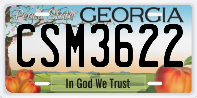 GA license plate CSM3622