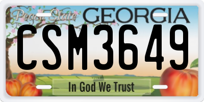 GA license plate CSM3649