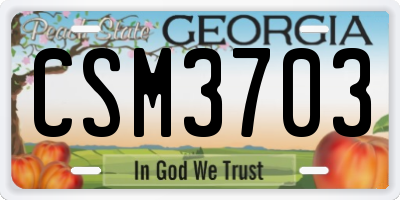 GA license plate CSM3703