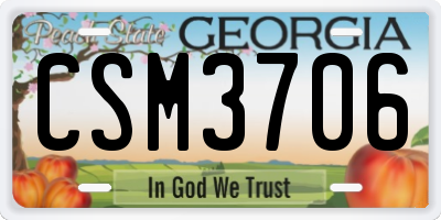 GA license plate CSM3706
