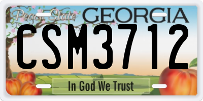 GA license plate CSM3712
