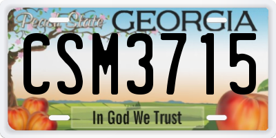 GA license plate CSM3715