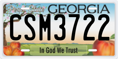 GA license plate CSM3722