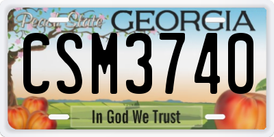 GA license plate CSM3740