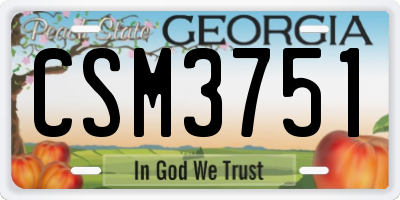 GA license plate CSM3751
