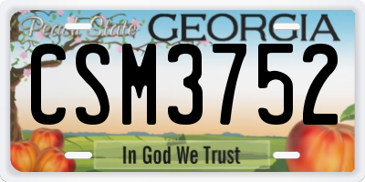 GA license plate CSM3752