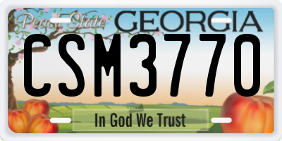 GA license plate CSM3770