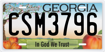 GA license plate CSM3796