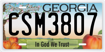 GA license plate CSM3807