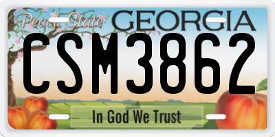 GA license plate CSM3862