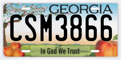 GA license plate CSM3866