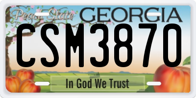 GA license plate CSM3870