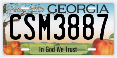GA license plate CSM3887