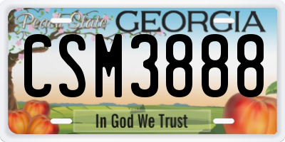 GA license plate CSM3888