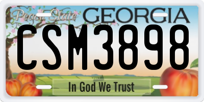 GA license plate CSM3898