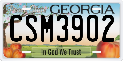 GA license plate CSM3902