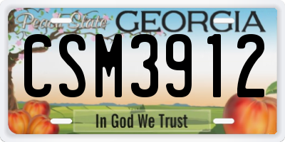 GA license plate CSM3912