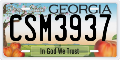 GA license plate CSM3937