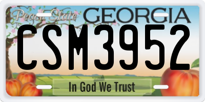 GA license plate CSM3952