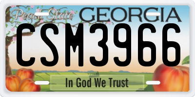 GA license plate CSM3966
