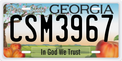 GA license plate CSM3967