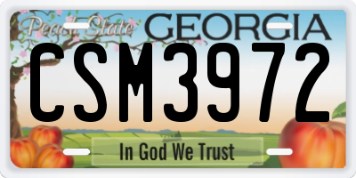 GA license plate CSM3972