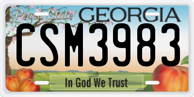GA license plate CSM3983