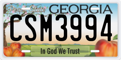 GA license plate CSM3994