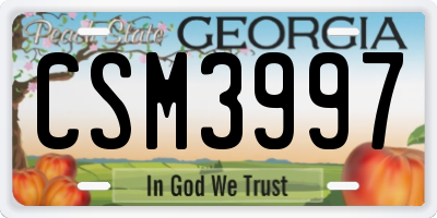 GA license plate CSM3997