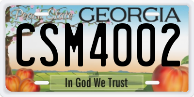 GA license plate CSM4002