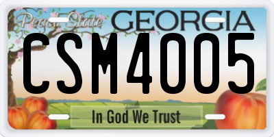 GA license plate CSM4005