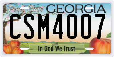 GA license plate CSM4007