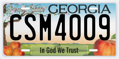 GA license plate CSM4009