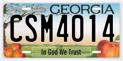 GA license plate CSM4014
