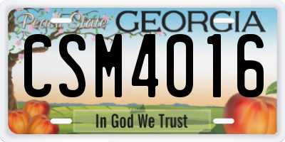 GA license plate CSM4016