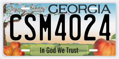 GA license plate CSM4024