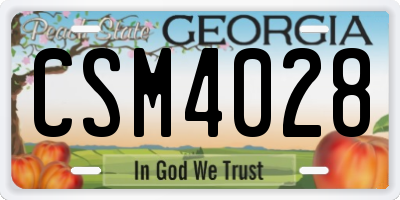 GA license plate CSM4028