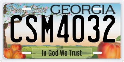 GA license plate CSM4032