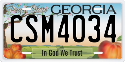 GA license plate CSM4034