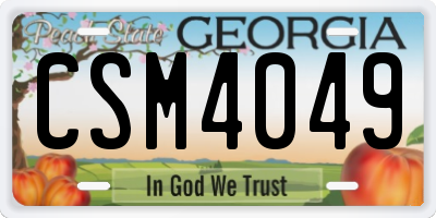 GA license plate CSM4049