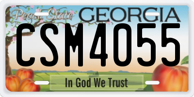 GA license plate CSM4055