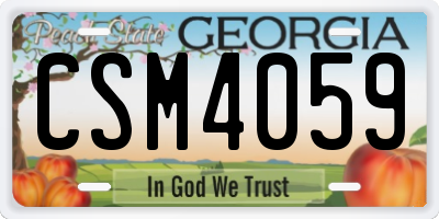 GA license plate CSM4059