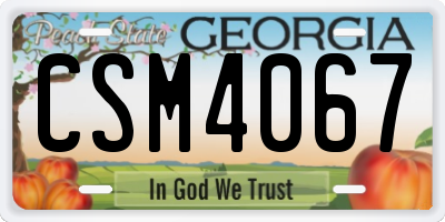 GA license plate CSM4067