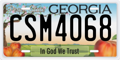 GA license plate CSM4068