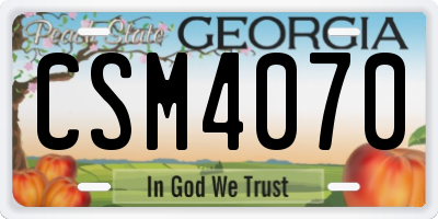 GA license plate CSM4070