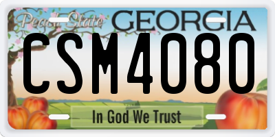 GA license plate CSM4080